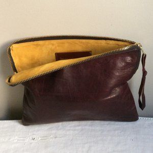 REDUCED SALE - Leather zippered clutch -  Ipad size - unisex